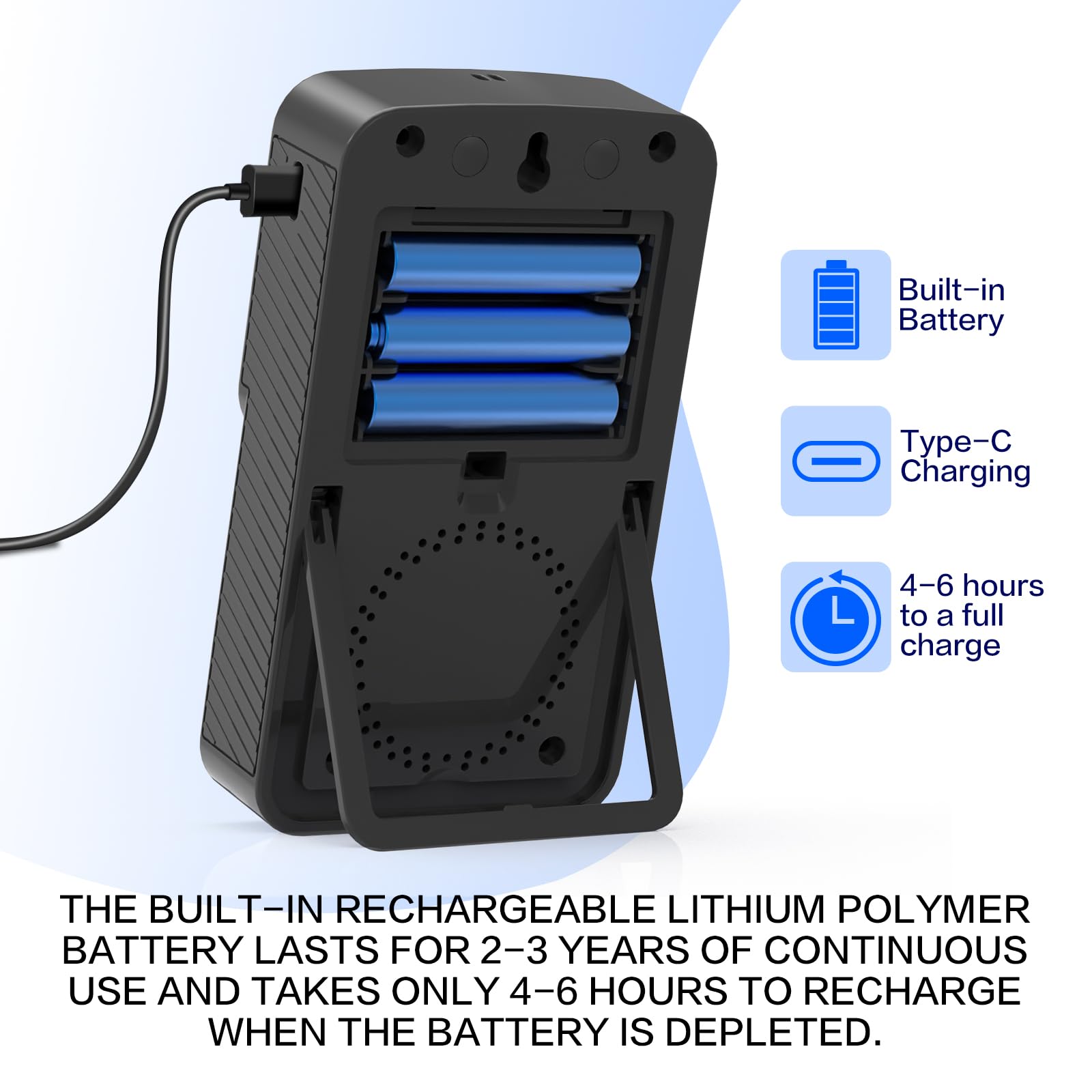 Détecteur de radon numérique avec écran LCD - Double batterie USB - Options d'alimentation : 3 ans - Durée de vie du capteur : 10 ans - Détection précise de la concentration pCiL pour la maison et le