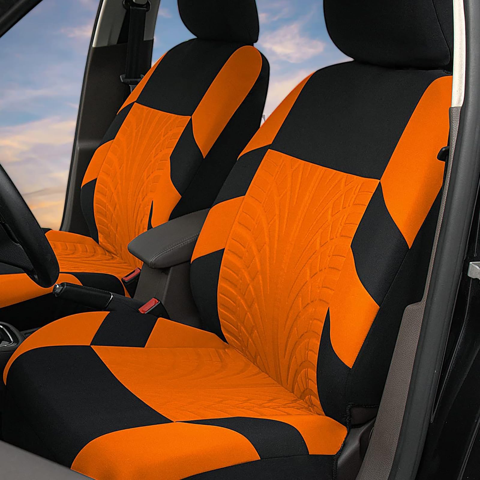 MarxaN Ensembles Housses de Siège Voiture pour R-enault Captur -I /2014-2018, Coussin Siege Vant et Arrière Respirante Amovibles Antidérapante Intérieurs Accessoires,H/Orange