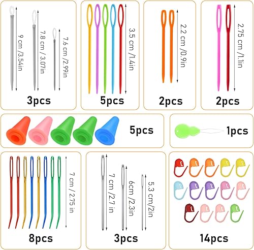 Miniatura 2 de Juego de 50 agujas de ojo grandes, agujas de tejer romas de ojo grande, agujas de hilo dobladas para tapicería, agujas de tejer, agujas de zurcer,