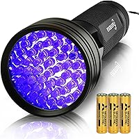 Vista 1 de ESCO LITE Linternas UV de luz negra para detección de orina de mascotas, 51 LED, linterna de luz negra para manchas de perros y gatos, linterna