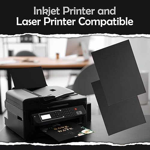 Miniatura 4 de SANZIX 120 hojas de cartulina negra de 5 x 7 pulgadas, 80 libras, 220 GSM, cartulina gruesa pesada de 5 x 7 pulgadas, papel de invitación perfecto,