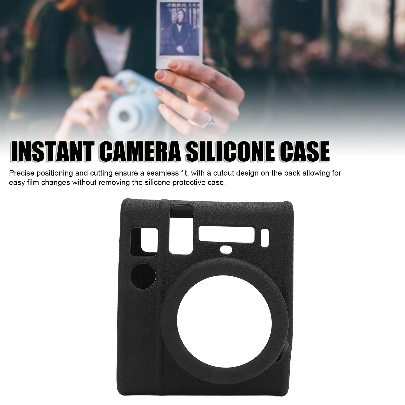 Custodia in Silicone per Fotocamera Istantanea Custodia Protettiva Antigraffio Antiurto per Fotocamera Istantanea Morbida per la Pelle del Corpo per Esterni (Nero)