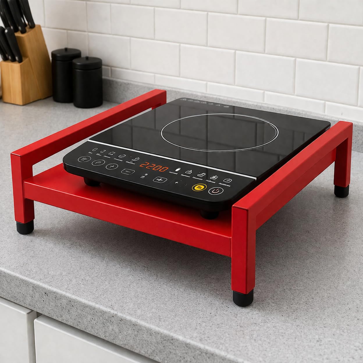 58527 Metal Table Top Induction Stand Red/Kitchen Organizer (38 L x 38 W x12 H CM's, RED Color)-image-8