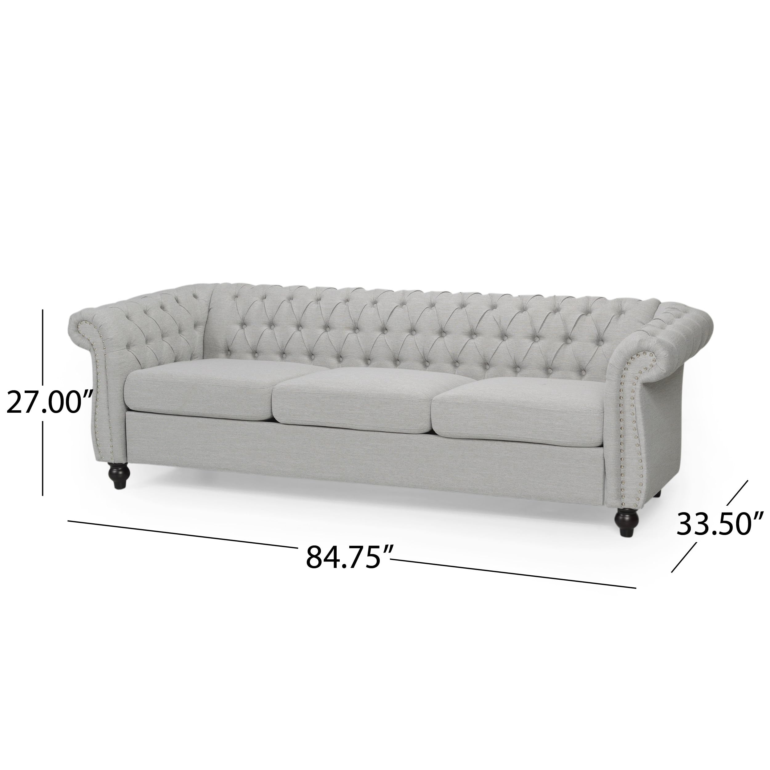 Classic Tufted Chesterfield Sofa with Scroll Arms, Deep Button Accents,  Nailhead Trim, Plush Upholstery, Elegant Turned Legs, Upholstered Backrest  and Seat, 3-Seater Couch for Living Room Lounge : Amazon.ca: Home