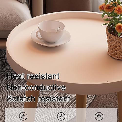 Miniatura 5 de Mesa auxiliar redonda, bandeja para mesita de noche, mesa auxiliar para sala de estar, dormitorio, espacios pequeños, patas de haya (color negro,