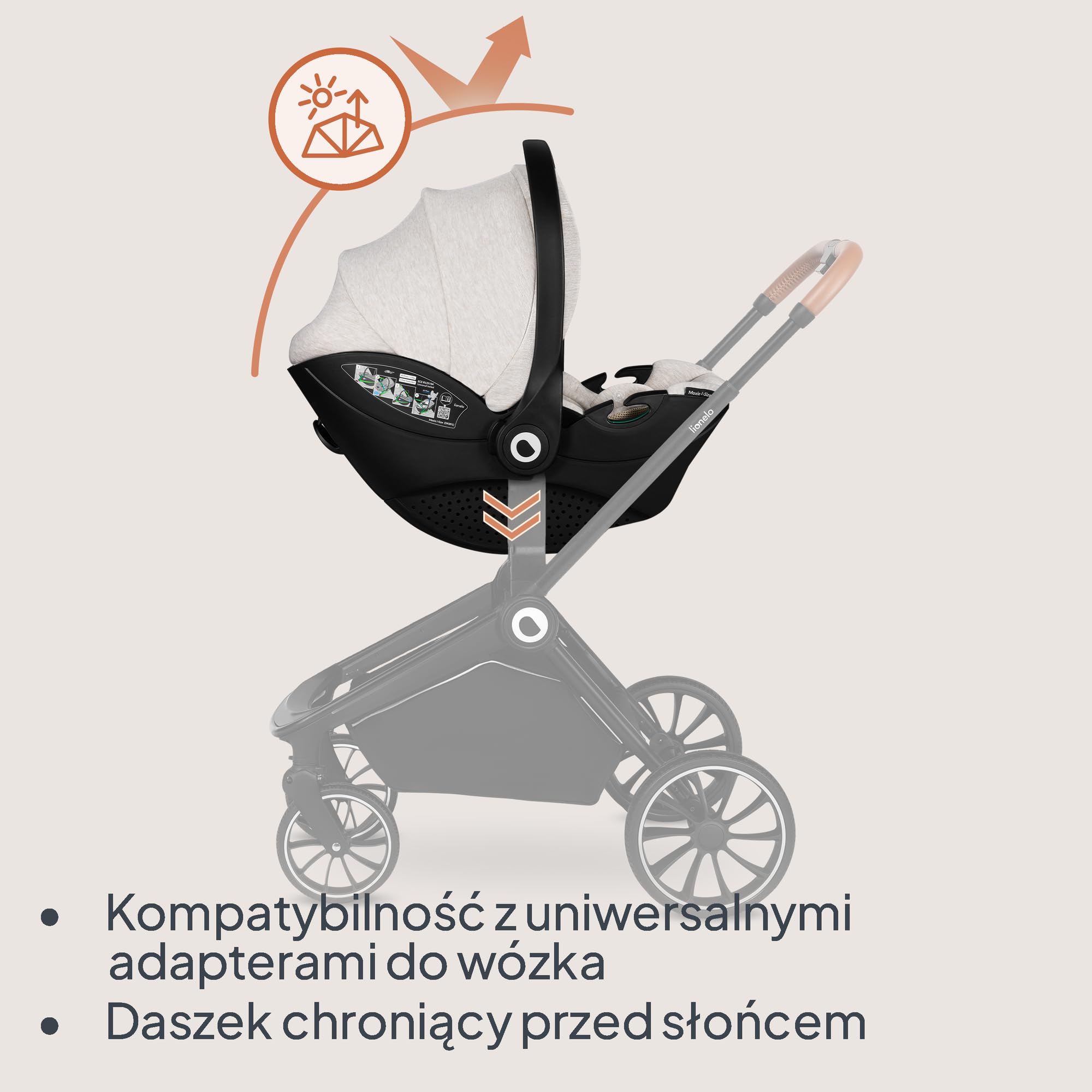 Lionelo Moxie i-Size fotelik dziecięcy 40-87 cm, fotelik dziecięcy grupa 0+, do kierunku wstecznego, zagłówek regulowany, osłona boczna, i-Size R129.