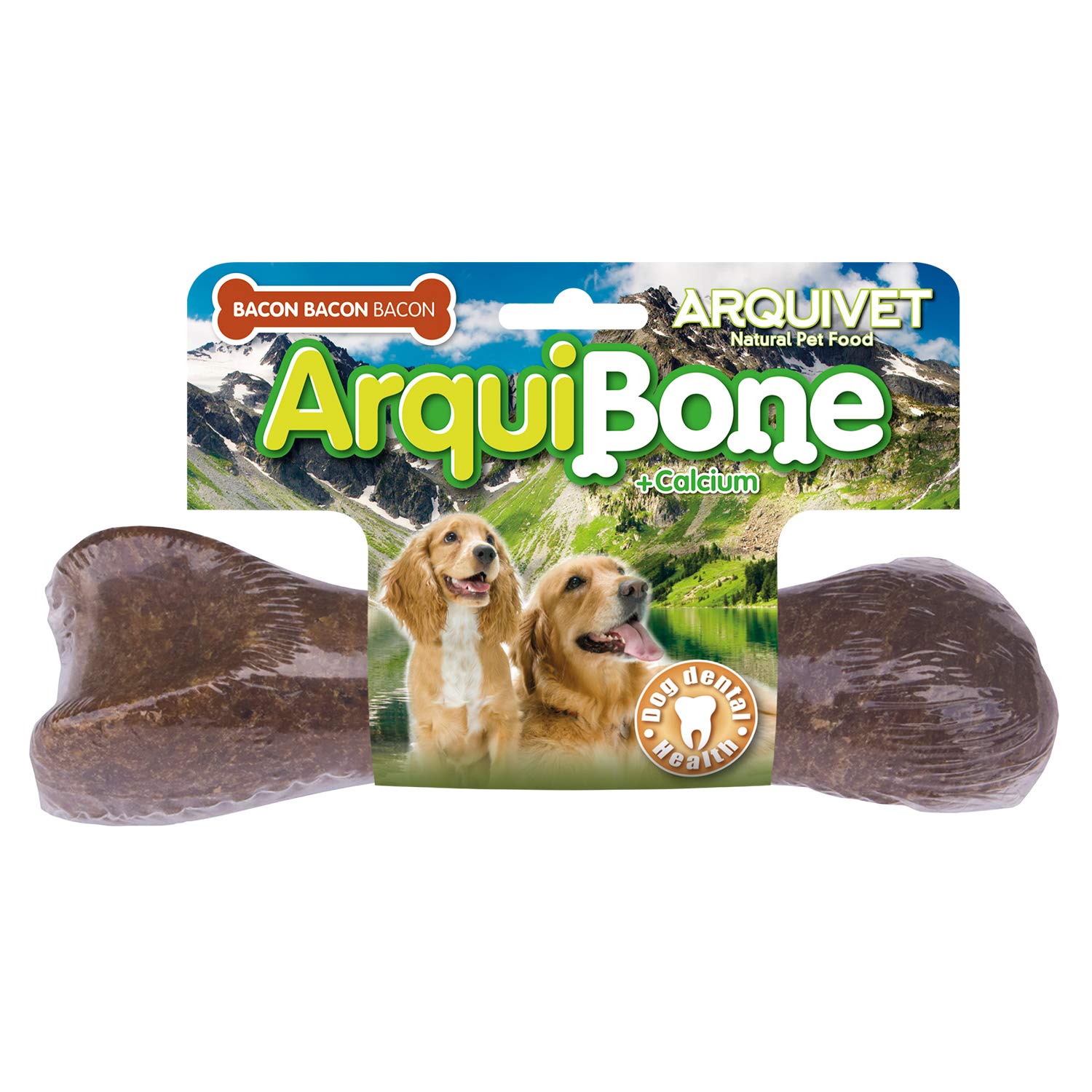 ARQUIVET - Arquibone Bacon 20 cm - 265 g- Hueso Grande para Perros - Snack Natural para Perros - Hueso para Masticar - Alimento complementario para Perros