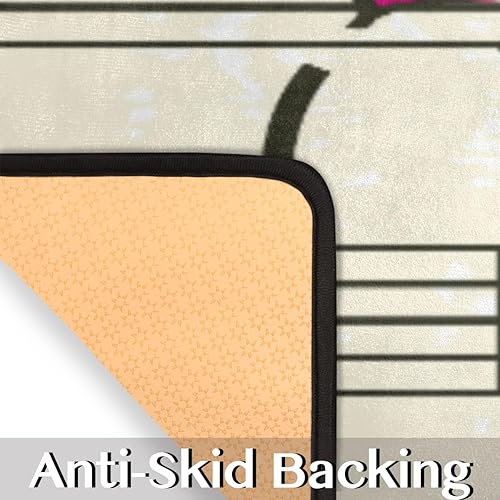 Miniatura 3 de Juego de 2 alfombrillas de cocina acolchadas con diseño de notas de amor de dibujos animados, antifatiga, juego de 2 piezas, duradero, resistente a