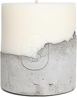 Badalyan Art Studio 36oz Concrete Pillar Candle Unscented White - Large Handmade Cement Decorative for Home & Table Centerpiece
