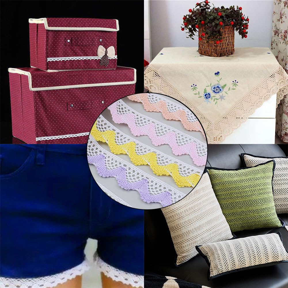 Spitzenband 30 Yards Spitzenband aus Baumwolle Spitzenborte zum Nähen Vintage-Stil Häkelspitze Spitzenbesatz Mehrfarbiges Spitzenband Vintage Spitze-Borten für Hochzeit Deko DIY-Handwerk