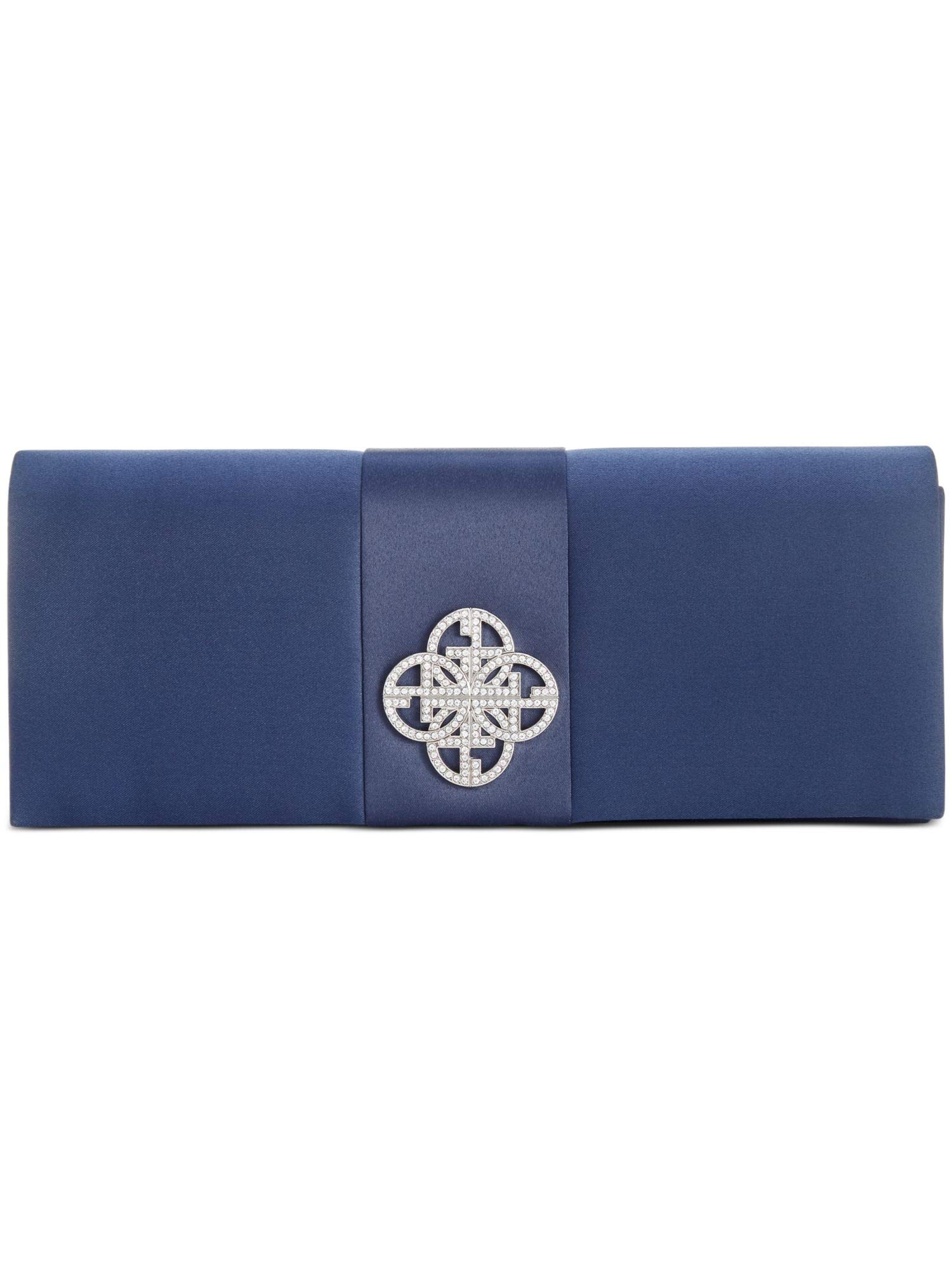 Giani BerniniWomen's Blue Embellished Satin Chain Strap Clutch Handbag Purse