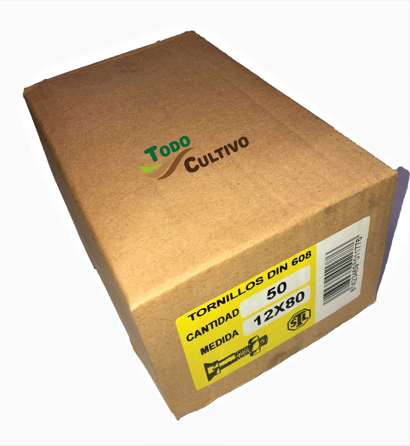 Tornillo de Arado 12X80 DIN 608. Caja 50 Uds. (para brazo con golondrina o chisel) Tornilleria de máxima calidad marca San Lorenzo, con cabeza avellanada especial rejas de arado.