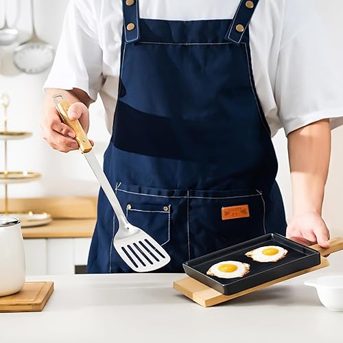 Miniatura 7 de FJNATINH Utensilios de cocina - Espátula, cucharón, cuchara espumadora, espátula ranurada - Juego de 4 utensilios de wok de acero inoxidable para