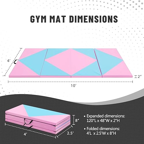 Miniatura 3 de Outroad - Alfombrilla plegable de piel sintética para gimnasia y ejercicios aeróbicos, de 6810 pies, con cierre de velcro para estirar, yoga,