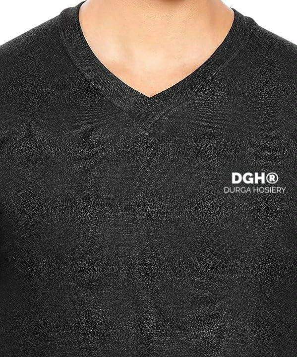 Image of Men's Woolen Themal Wear Set | V-Neck Thermal Top and Lower Set | Slim-Fit Solid Full Sleeve Thermal Set for Men | Skin Friendly Thermal Set