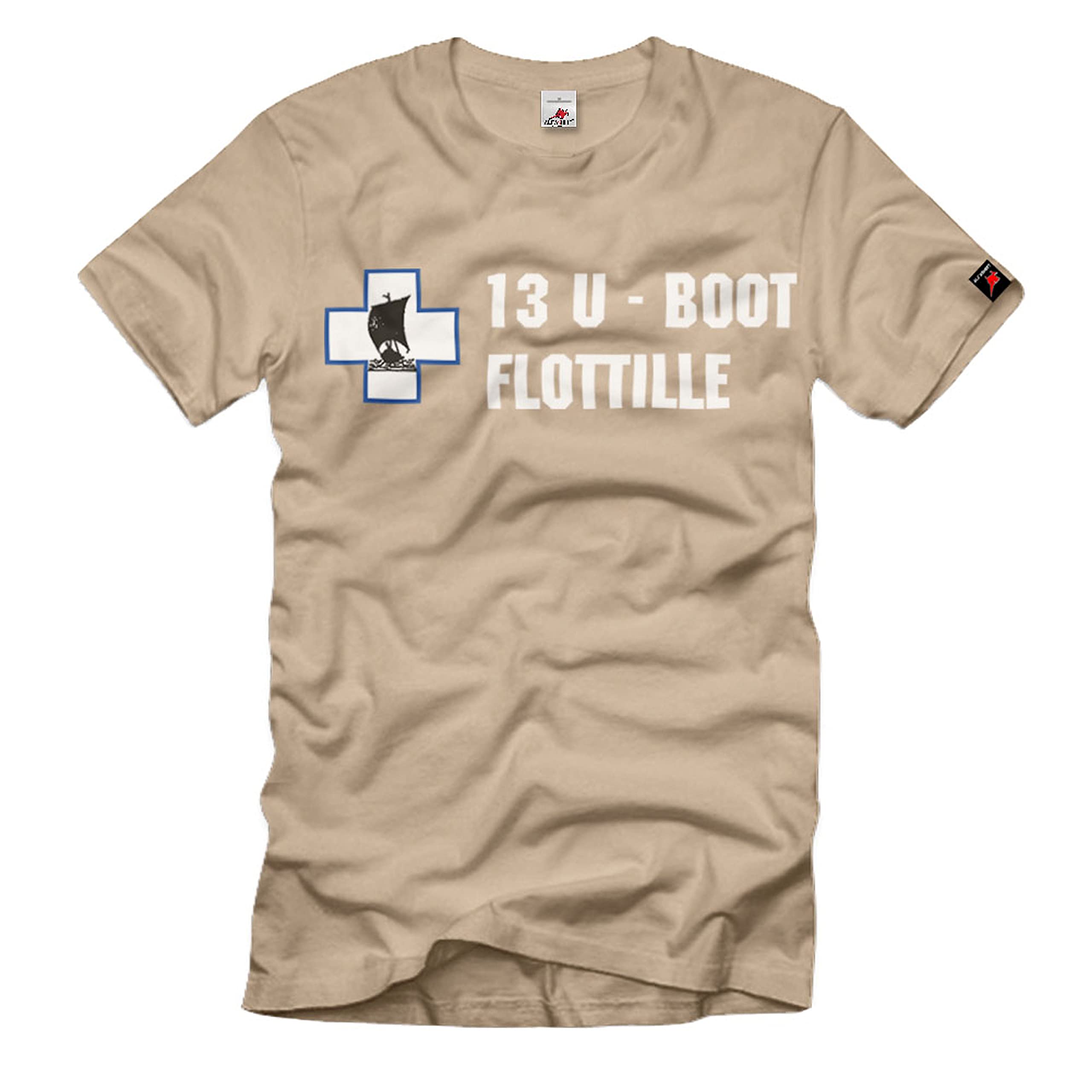T-shirt 13 U-Flottille WW2 ravivez la mémoire historique en sable S - 3