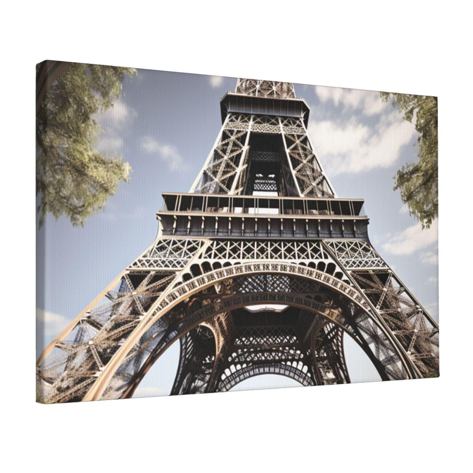 Canvas Wall Art for Living Room Wall Decor 12"x18" Modern Artwork Painting Pictures Hanging Canvas Prints Eiffel Tower French Paris Monument Aesthetic Wall Art for Bedroom Bathroom Office Wallart