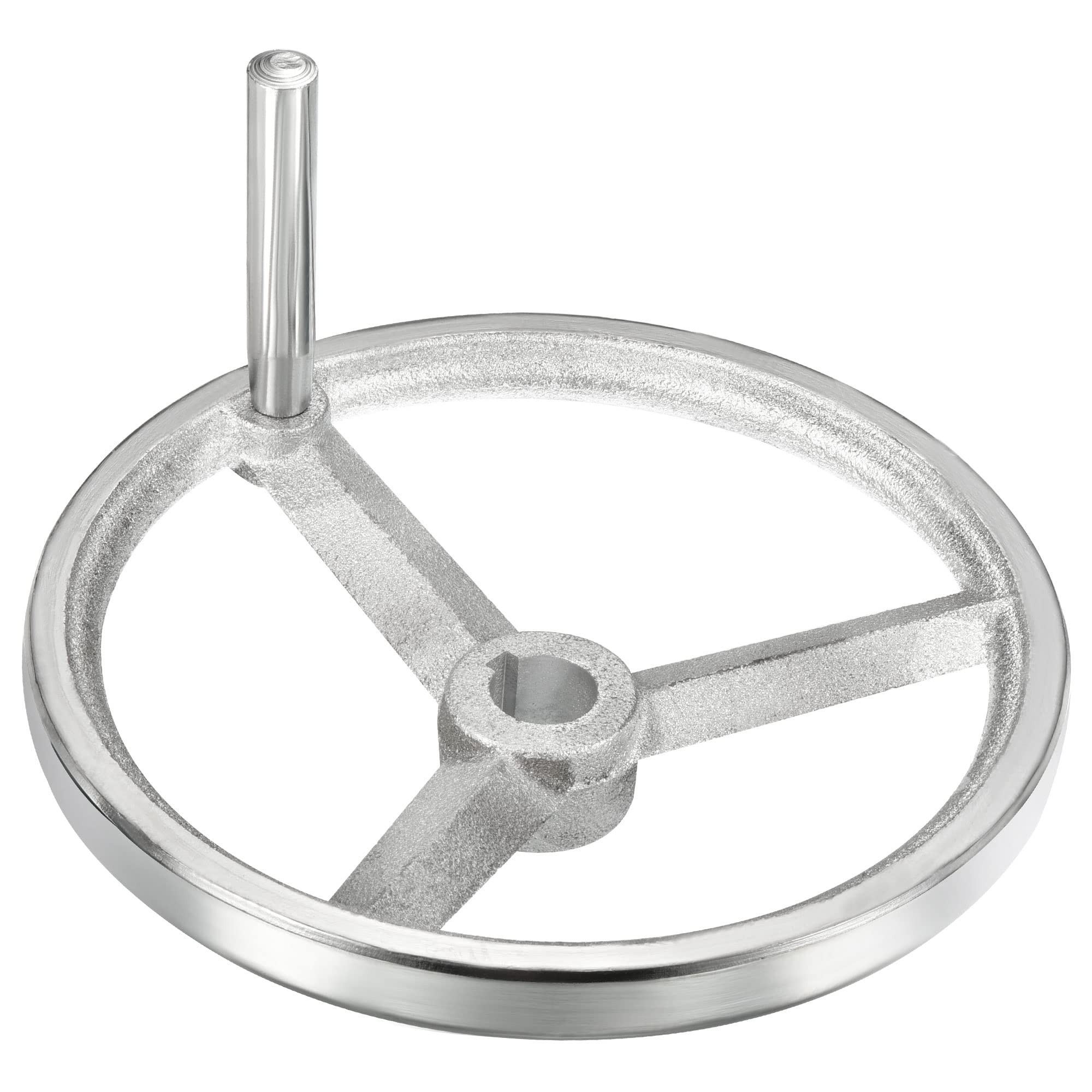 PATIKIL 193mm/7.6" Diametro Rotativo Volantino, 1pz Ghisa Cromato Placcato con Maniglia per Molti Tipi Di Fresatrici Macchine e Torni, Argento Tono