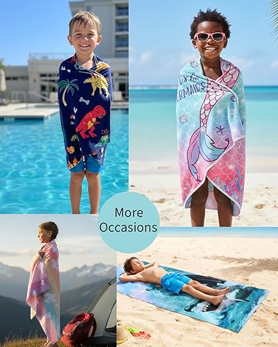 Miniatura 9 de LIVILAN Toalla de playa de dinosaurio pequeña para niños, microfibra suave de 24 x 48 pulgadas, secado rápido, sin arena, perfecta para el baño de