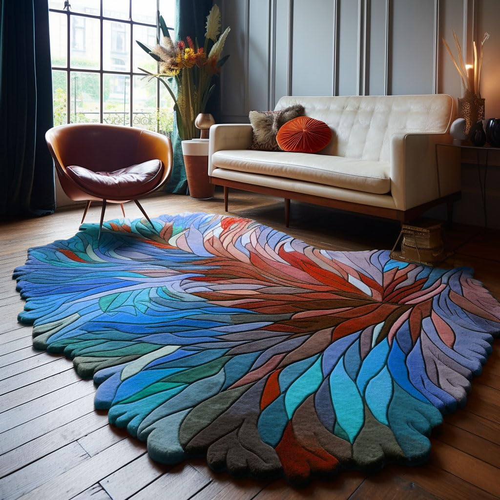 RUGORIA Irregular Shape Wool Area Rug