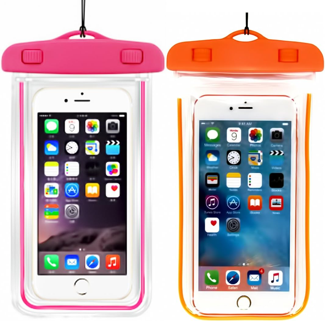 casehq (2pack) Universal Waterproof case, Cellphone Dry Bag Pouch for iPhone 7 6s 6 Plus, se 5s 5c 5, Galaxy s8 s7 s6 Edge, Note 5 4,lg g6 g5,HTC 10,Sony Nokia up to 6.0 Diagonal-Pink