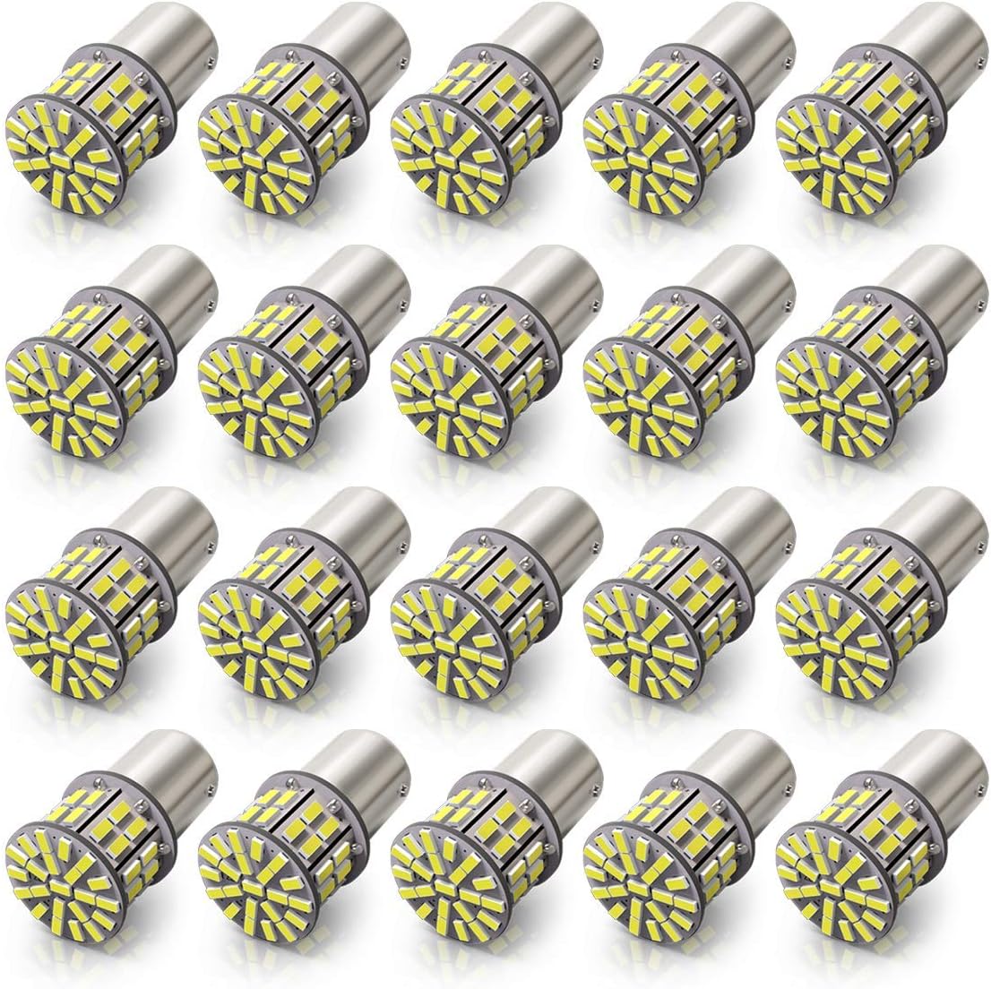 KAFEEK 20× Super Bright 1156 1141 1003 7506 BA15S 50-3014SMD LED Bulbs 12 Volt RV Camper Interior Lights, Xenon White