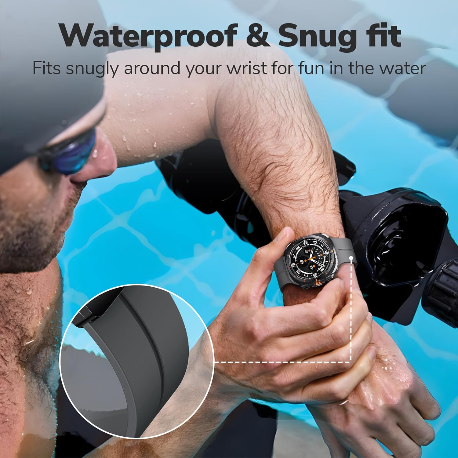 ANCOOL for Samsung Galaxy Watch Ultra Bands 47mm, Soft Silicone Sport Magnetic Band for Samsung Galaxy Ultra Watch Band for Men Women, Black+Grey+Pine green - Image 6