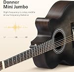 Donner 40 Inch Débutant Acoustic Guitar Cutaway Acustica Guitarra Bundle Kit avec prises en ligne gratuite Sac de leçon Tuner Capo Strap Mini Jumbo pour adulte Voyage Adolescent main droite noir brun DAJ-110CD