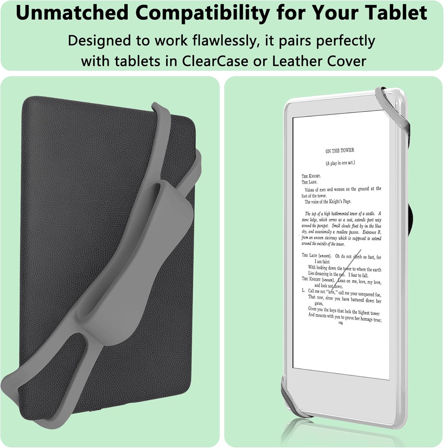 Fotbor 3 Pack Ergonomic Hand Strap for Kindle & Tablets - Lying Reading Essential - Non-Slip Anti-Fall Lightweight Grip Strap, Fits 4.7-8" Kindle/e-Readers/Phones & Tablets (Gray) - Image 5