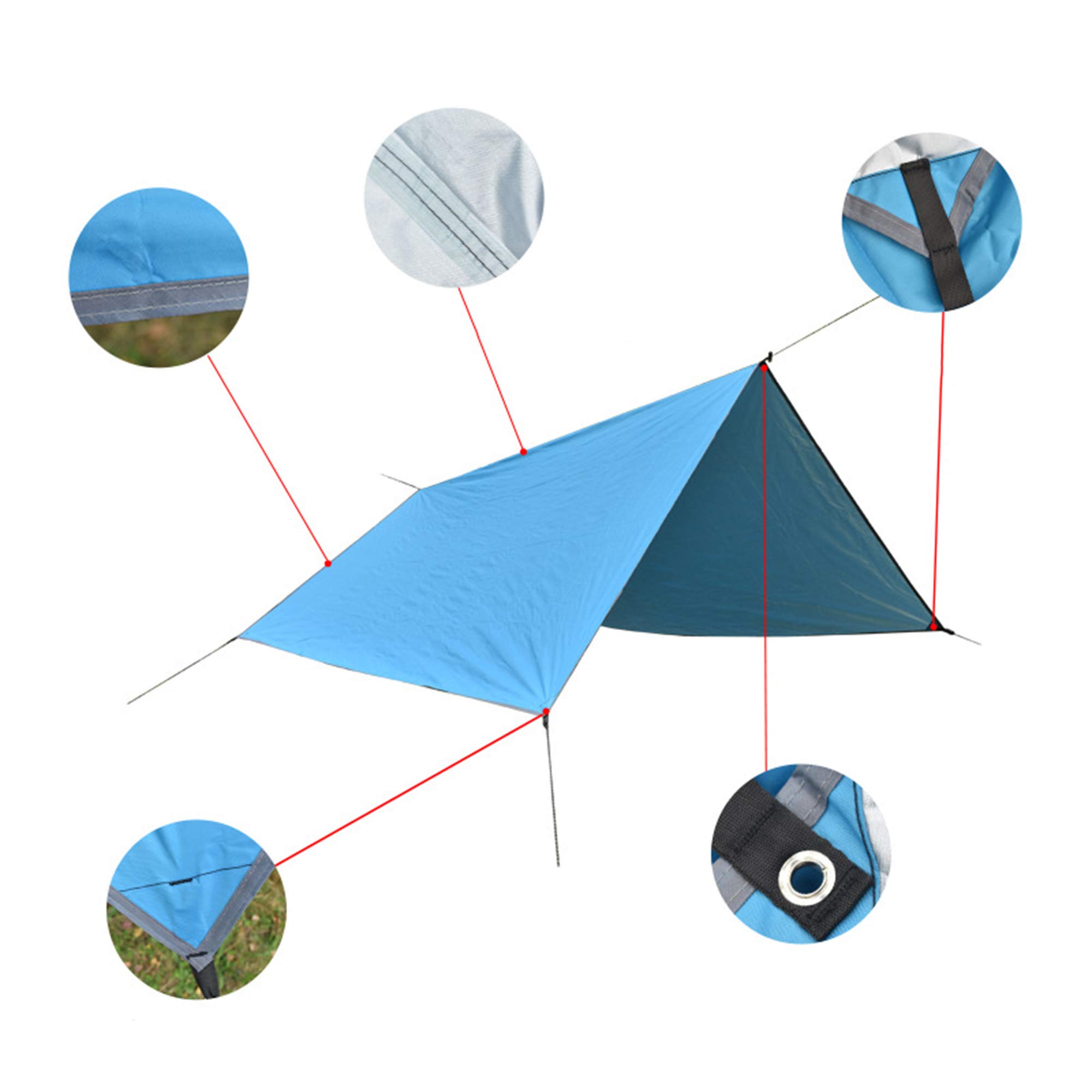 3Mx3M Tienda de Lona Impermeable Toldo de Jardín Ultraligero Shade Hamaca para Acampar al Aire Libre Refugio para el Sol en la Playa,Orange
