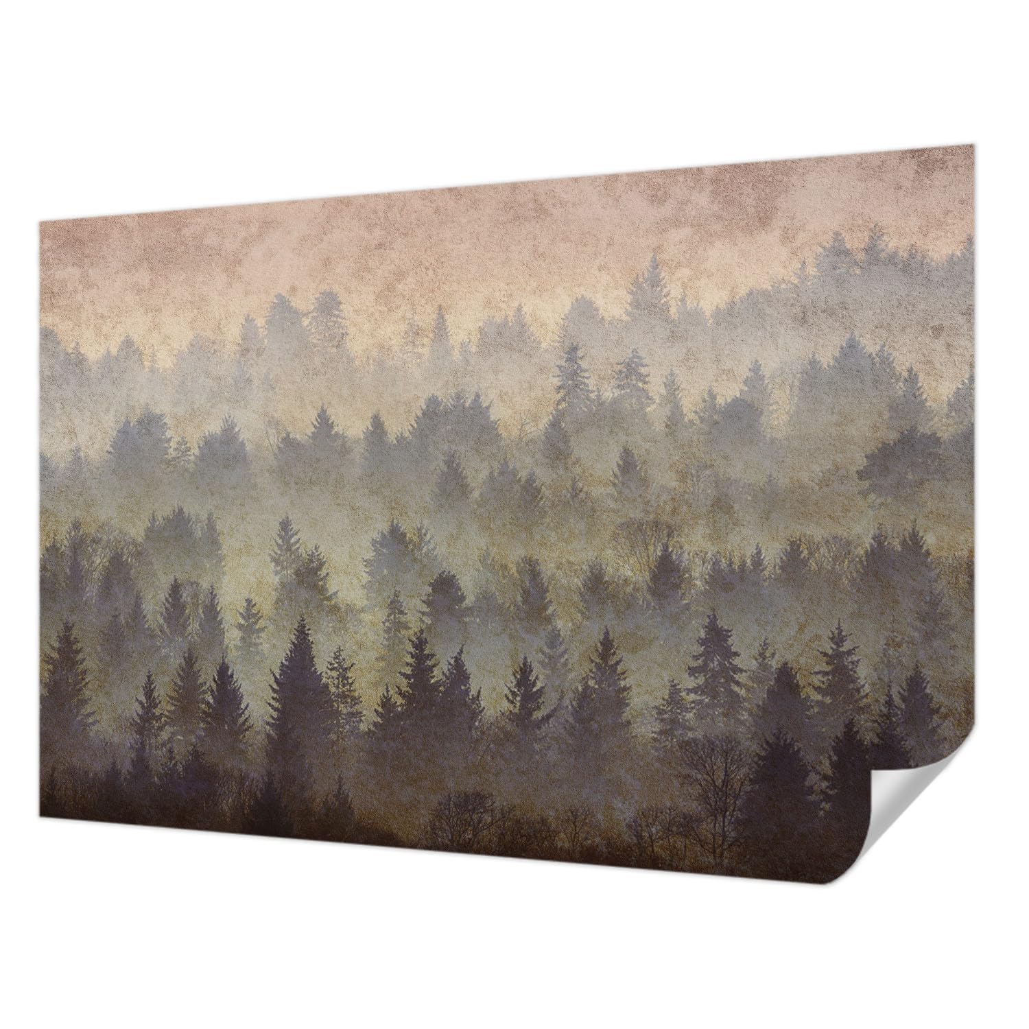Papier peint haute qualité au rendu photo de brouillard forestier réaliste