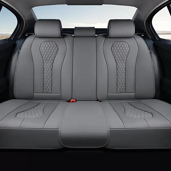 Coverado Automotive Seat Covers, Back Car Protectors, Gray Leather Seat Covers, 3-Piece Car Seat Covers for Back Seats Universal Fit for Trucks SUVs Cars