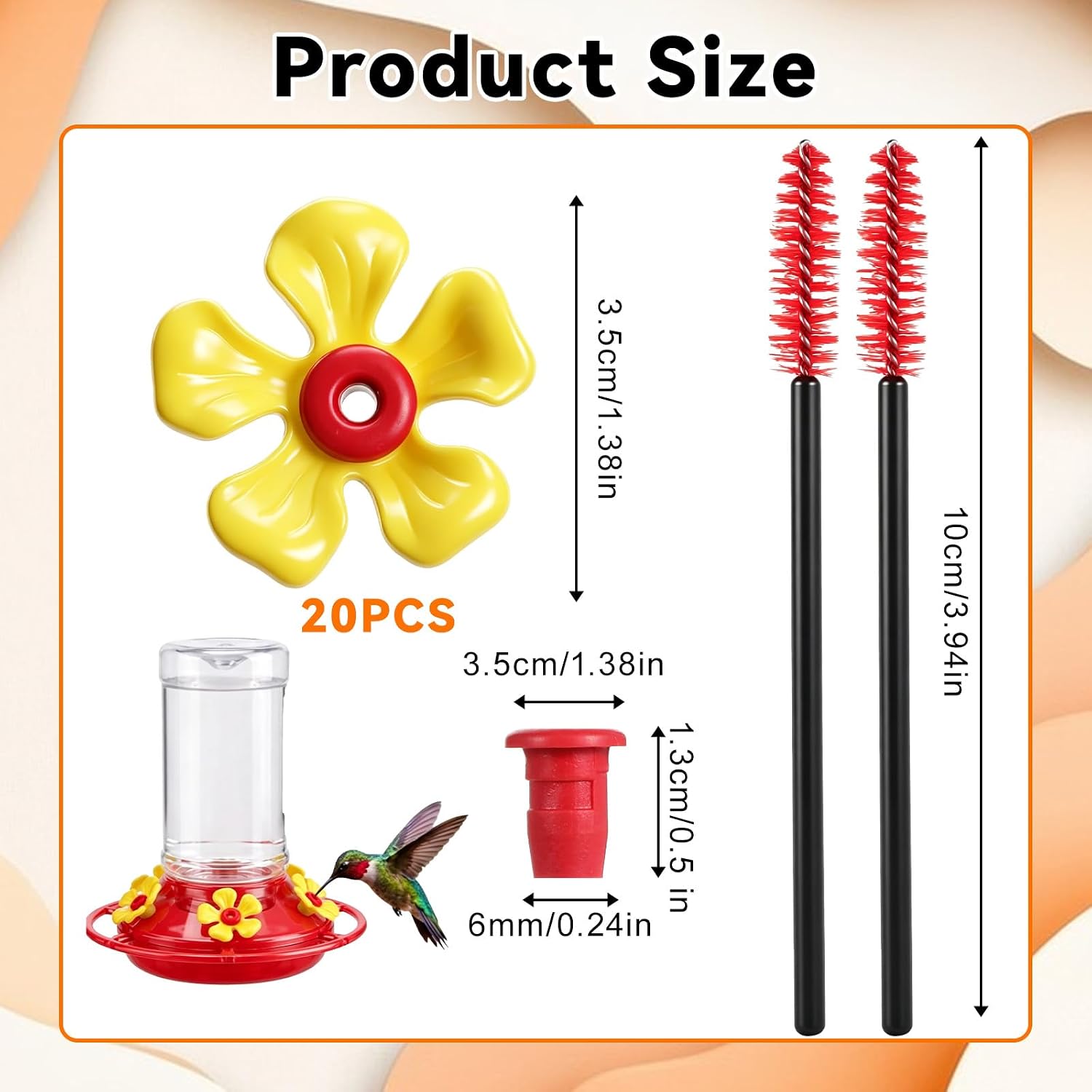 JJUNW 22Pcs Hummingbird Feeder Parts, Hummingbirds Feeders Replacement Flowers, Pet Hummingbird Feeder Parts Feeding Ports, Bee Guards or Outdoor Hanging Feeders image 5