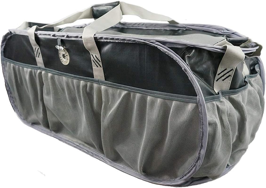K-Cliffs Heavy Duty Trunk Organizer Large Pop-up Grocery Cargo Bag Tarpaulin Gym Duffel, Laundry Bag, Closet Bag Market Grocery Tote Bag Beach Picnic Bag Fit Truck SUV and Car, Black/Silver