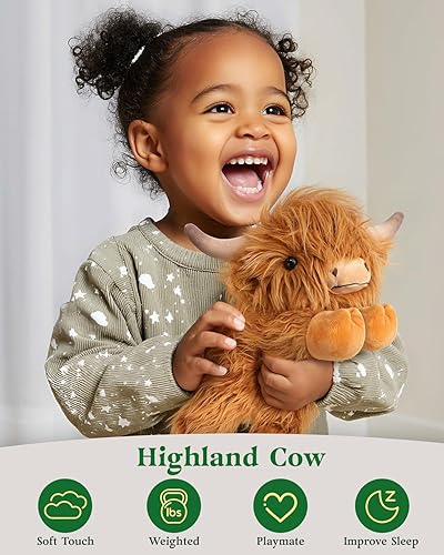 Miniatura 8 de Cuckool Highland Cow - Animales de peluche, adorable animal de peluche esponjoso de ganado de las tierras altas, lindo peluche suave de vaca de las