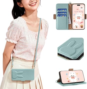 iPhone 16e Case Notebook Type Cute Compatible with 17e Smartphone Case Mobile Cover Animal Rabbit Applicable iPhone 16e Cover Notebook Type Popular Stylish Aifon 16e Case Shoulder / Wrist
