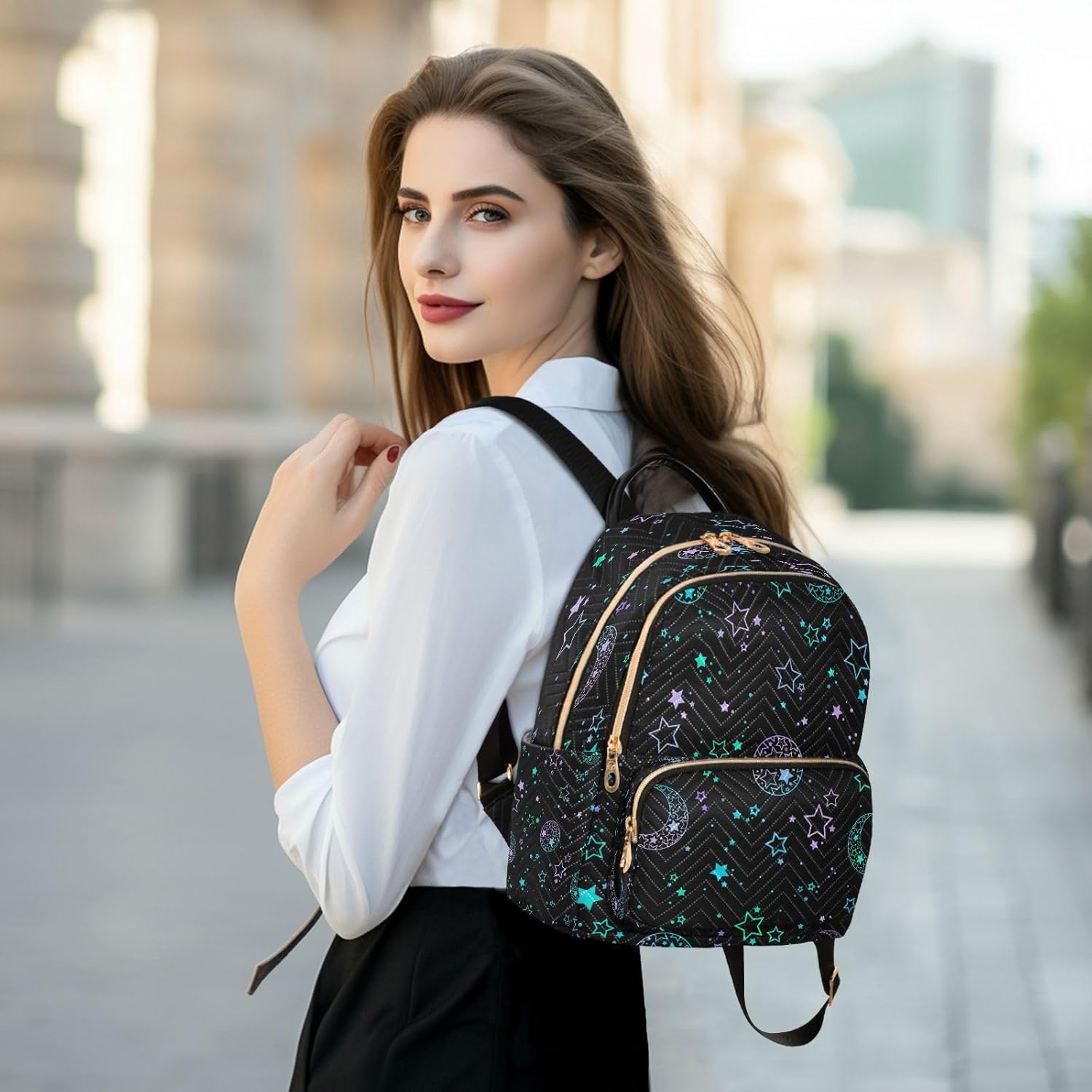 senya Fashion Backpack Mini Backpack Purse Casual Daily Backpack Star Moon Sun for Travel for College Work - Image 6