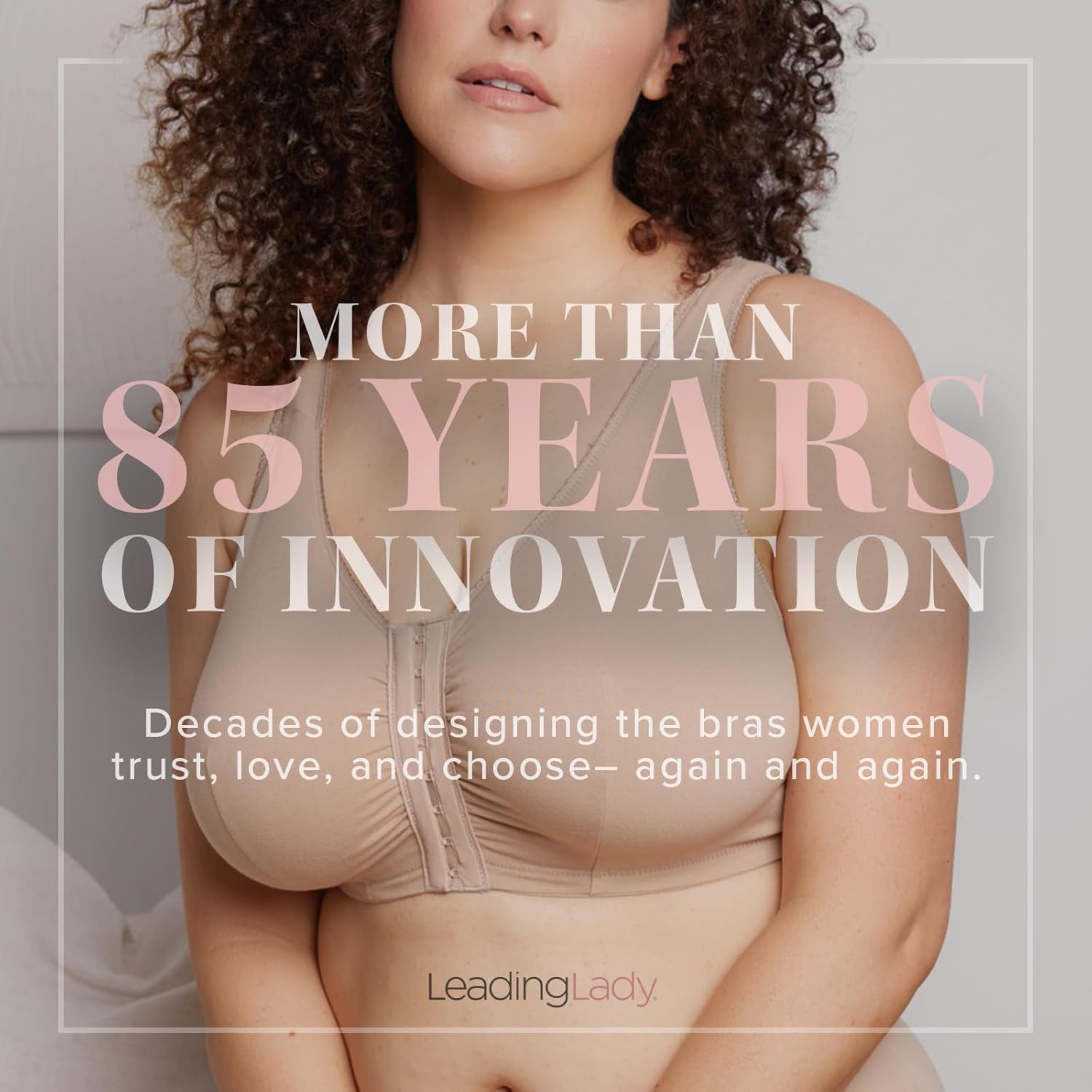 Leading Lady, Indy, Front-Closure Cotton Bra for Women, Wireless, Full Coverage, Lace Back, Non-Slip Straps, Unlined,36A-52H - Image 5