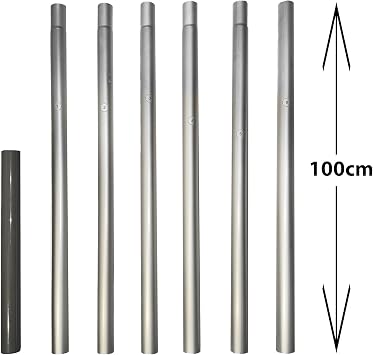 Sectional Flag Pole 6 Metre / 20 feet, WIth Pulley & Rope, 6 Sturdy Aluminium Poles, Easy Assembly (Pole Kit Only)
