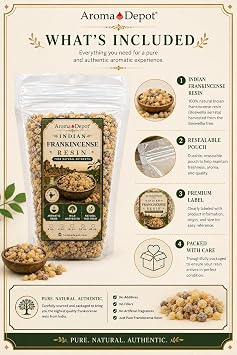 Indian Frankincense Resin Natural Gum Olibanum Aromatic Incense Tree Sap Boswellia Papyrifera Bulk (3Lb)