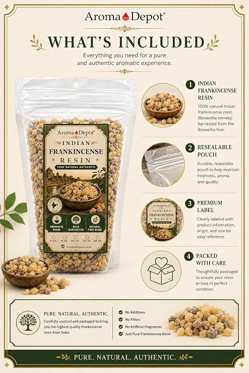Indian Frankincense Resin Natural Gum Olibanum Aromatic Incense Tree Sap Boswellia Papyrifera Bulk (3Lb)