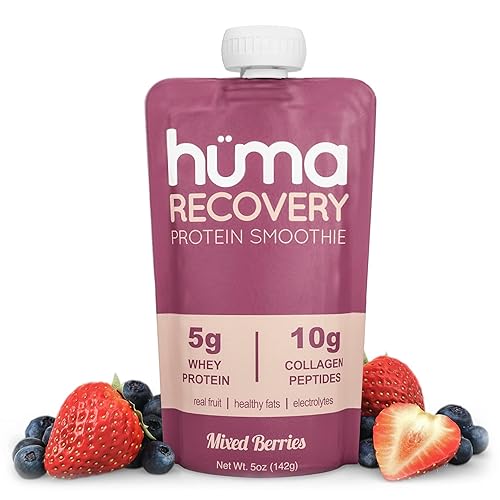 Huma Recovery Proteína Smoothie, Berry 0.53 oz de colágeno + suero de leche después del entrenamiento bebida batido de proteínas listo para beber