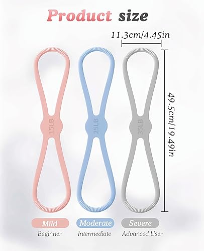 Miniatura 2 de 3 bandas de resistencia para mujer, figura 8, 15 libras, 25 libras y 35 libras, banda de resistencia para brazo con asas antideslizantes