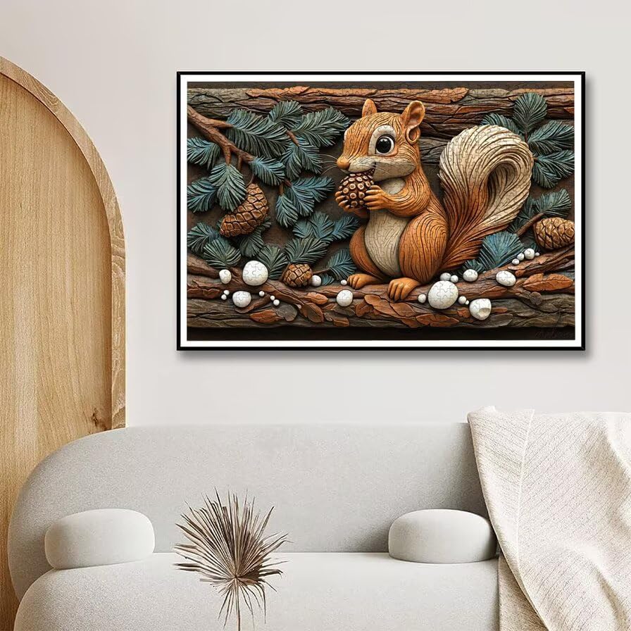 Puzzle 1000 Piezas, Puzzle Ardilla con Caja Regalo, Animal Puzzles 1000 Piezas Adultos, Medidas: 75 x 50 cm, Rompecabezas Adultos de Madera, Rompecabezas para Decoración Hogar, Regalo Mujer, -6550