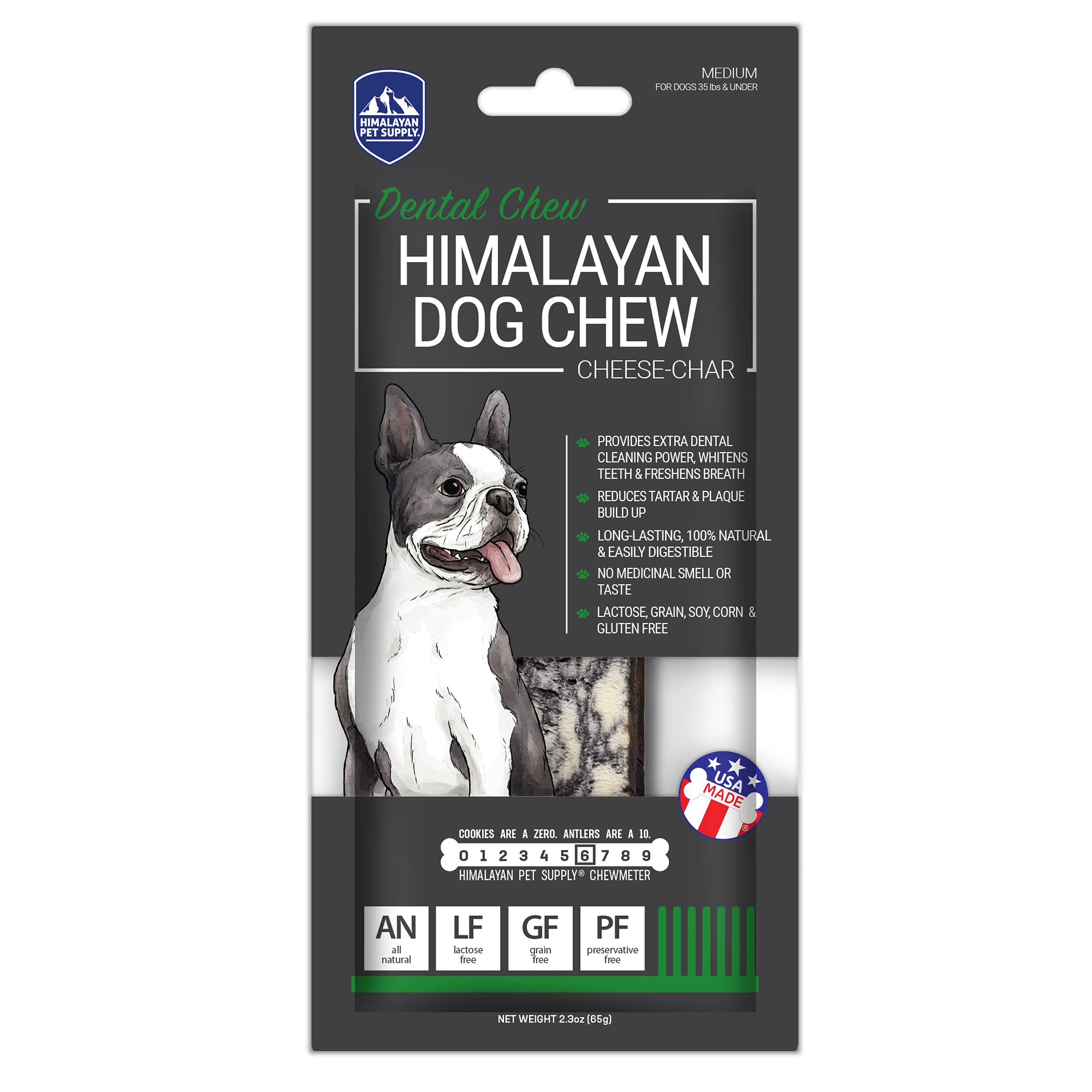 Himalayan Charcoal Cheese Chews | Dental Cleaning - Stain Free - Protein Rich - Tartar Fighting | No Lactose - No Gluten - No Grains - No Soy | CHEESE-CHAR | Medium | for Dogs 35 Lbs & Smaller