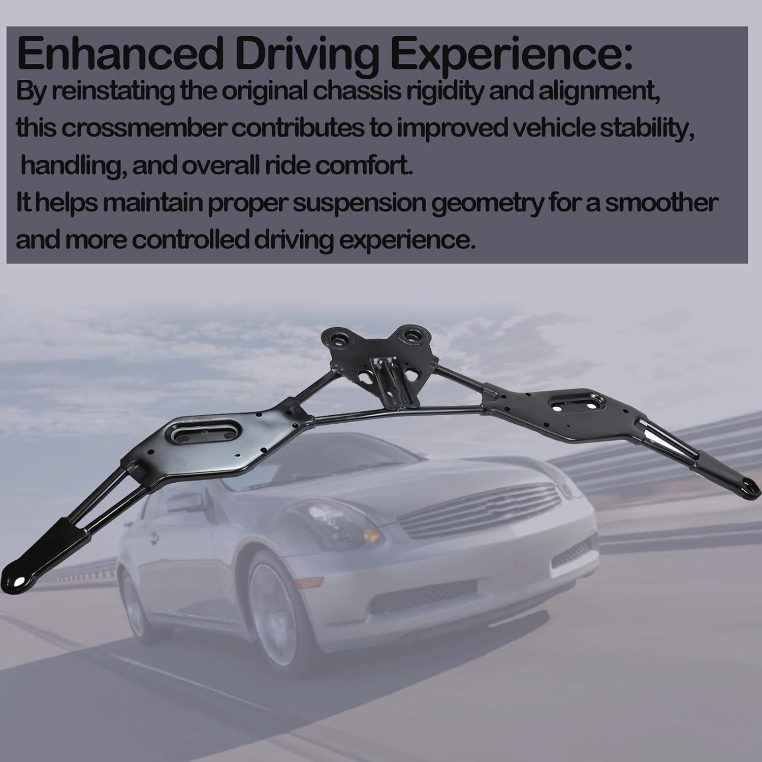 544B2-EG300 BAR Assy-Cross Suspension Subframe Crossmember Brace Bracket,compatible with Infiniti EX35 2008-2012,EX37 2013,G25 2011-2012,G35 2007-2008,G37 2008-2013,M35 M45 2006-2010,M37 M56 2011-2013