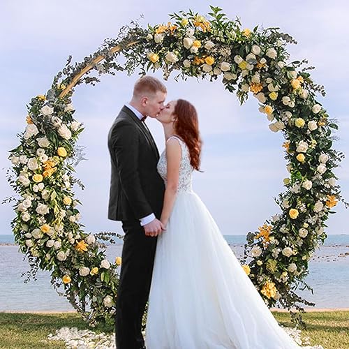 Miniatura 6 de Soporte redondo para telón de fondo: 6.5 pies, arco de boda, soporte de arco de globos con base para boda, baby shower, fiesta de cumpleaños (dorado)