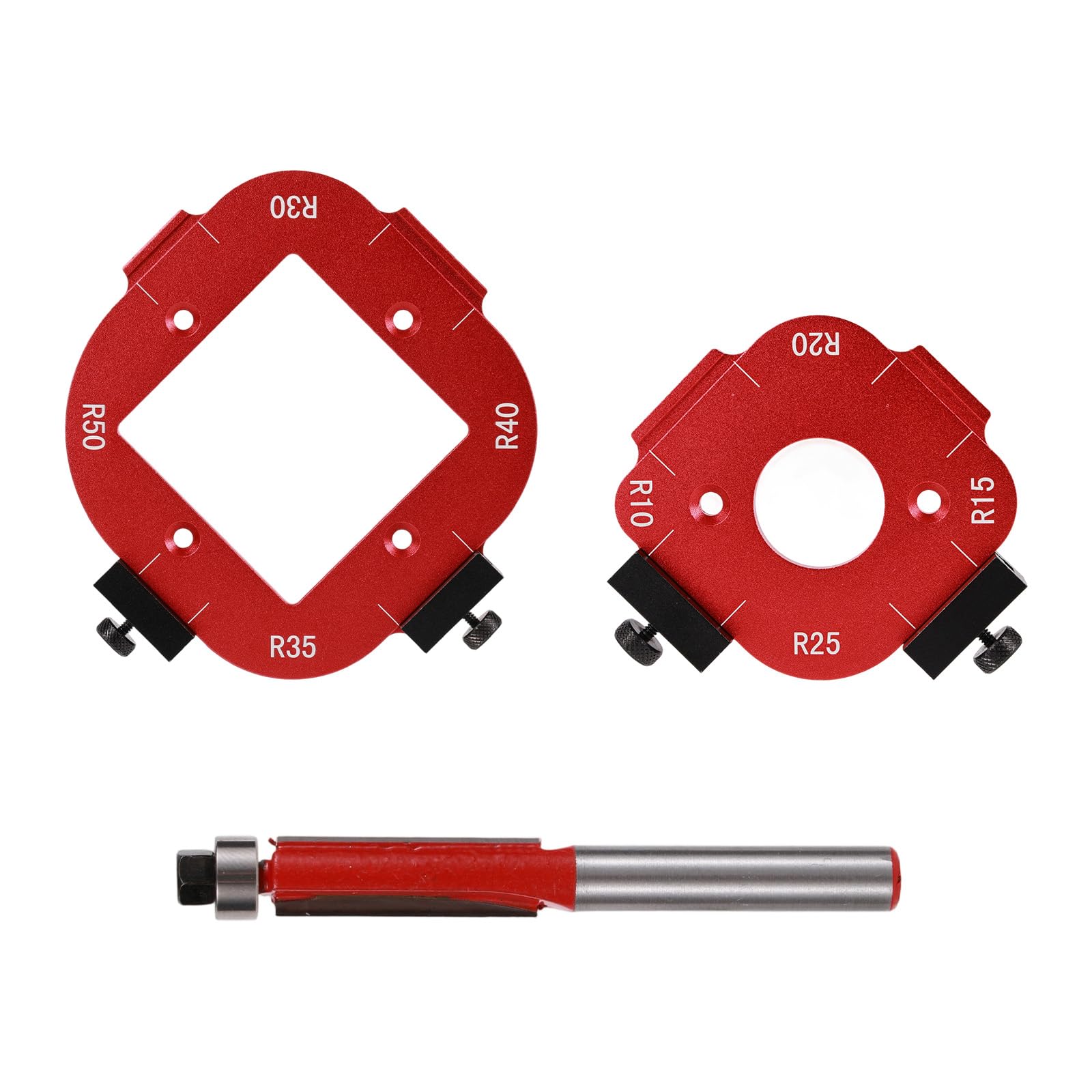 Router Template and Jig for Woodworking Aluminum Alloy Corner Radius Guide Set R10/R15/R20/R25/R30/R35/R40/R50 for Precision Routing Furniture Edges & DIY Projects