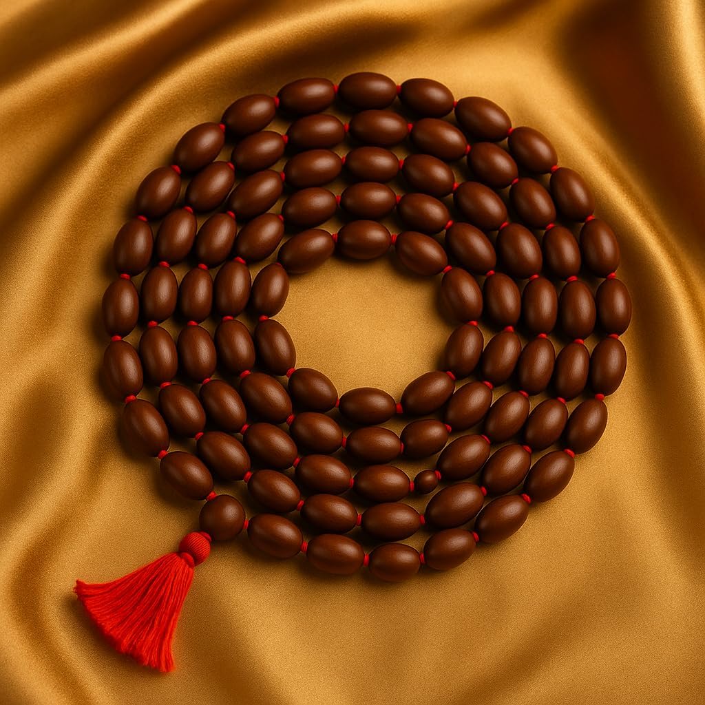 Kamal Gatta Mala 108 Beads – Original Big Lotus Seeds Rosary for Lakshmi Puja, Meditation, Japa, Prayer, Spiritual Vastu, Daily Wear Wrap Bracelet & Necklace for Men & Women - Grey