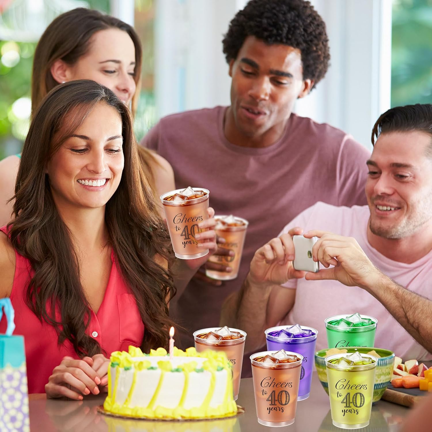 50 Pack 40th Birthday Frost Cups 12 oz Cheers to 40 Years Birthday Decorations Disposable Clear Plastic Cups for Women Men Cold Drinks Wedding Anniversary Party Favors
